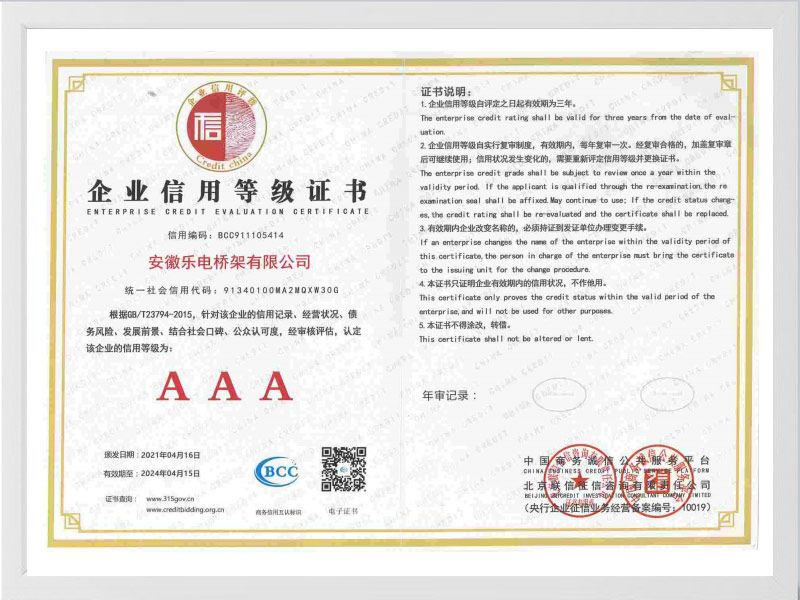 定西企业信用等级AAA